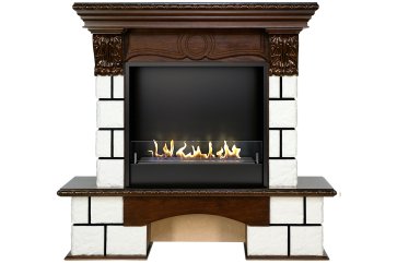 Биокамин в портале Firezo Pierre luxe Белый темный дуб, стандарт