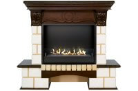 Биокамин в портале Firezo Pierre luxe Шампань Темный дуб, стандарт